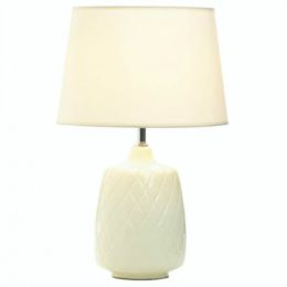 Accent Plus White Ceramic Table Lamp - Quilted Diamonds