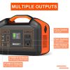 BULLBAT Portable Power Station Pioneer 500, 504Wh Lithium Battery Powered Outlet with 500W AC/60W PD/QC3.0 USB-A/12V DC, Solar Power Generators with M