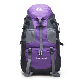 Outdoor Backpack Backpack Hiking Sports Travel Mountaineering Bag (Color: Purple)