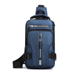 Men's Sling Bag Water Resistant Shoulder Chest Crossbody Bags Sling Backpack (Color: Navy)