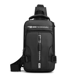 Men's Sling Bag Water Resistant Shoulder Chest Crossbody Bags Sling Backpack (Color: Black)